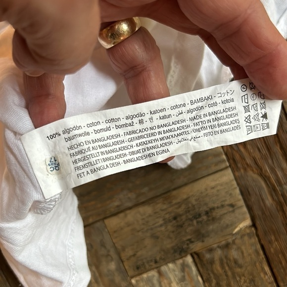 Zara White Cropped Flutter Sleeve Cotton TShirt Size Large - Picture 4 of 5